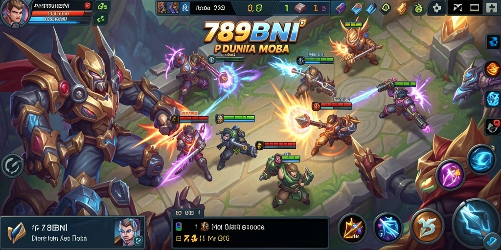 Screenshot menampilkan aksi seru dalam permainan MOBA 789BNI.