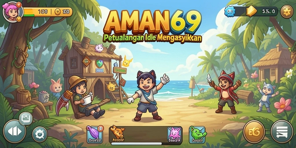 Tampilan gameplay AMAN69 dengan aksi Idle yang mengasyikkan.