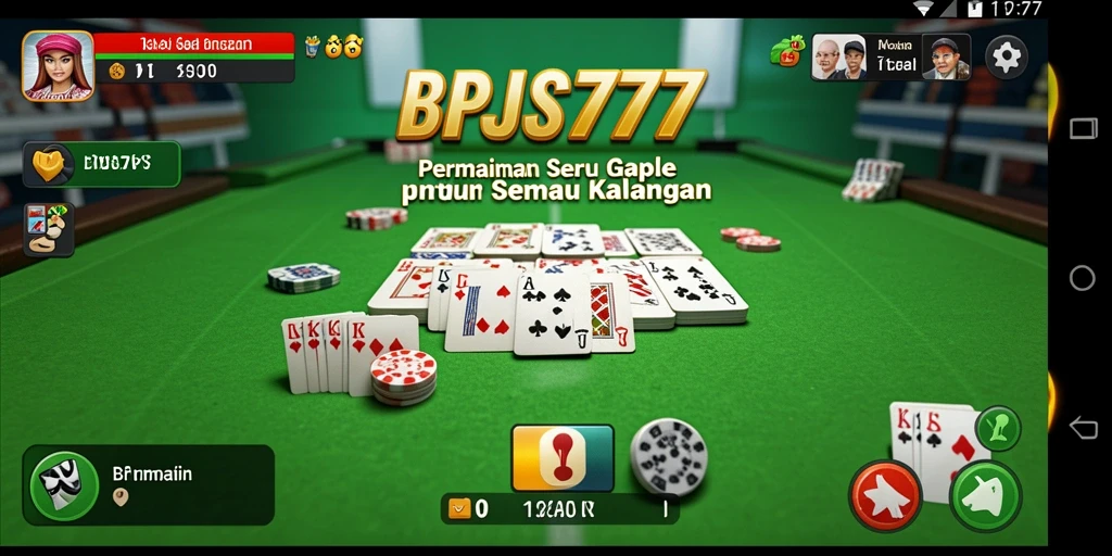 Screenshot utama BPJS777 menampilkan gameplay Gaple yang mengasyikkan.