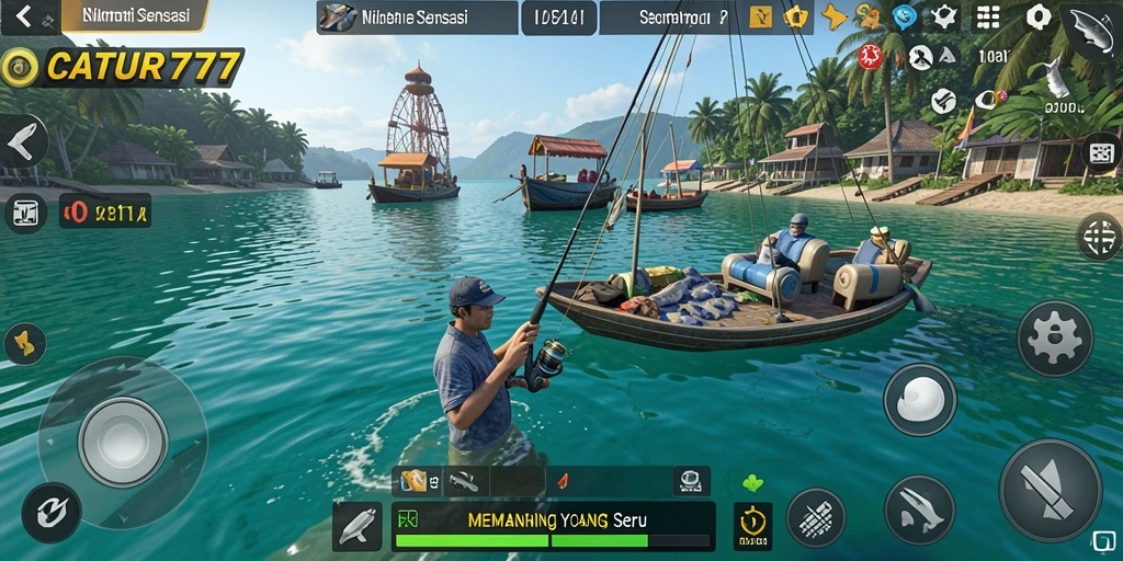 Gameplay seru dengan berbagai lokasi memancing.